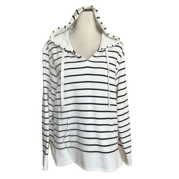 Nautica Nautical Navy White Stripe Relaxed Fit Hoodie XL - Picture 6 of 9